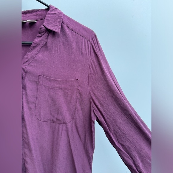 Chico’s Purple Rayon Collared Button Down Quarter Sleeve Blouse Top Size 0 US S - Picture 5 of 14